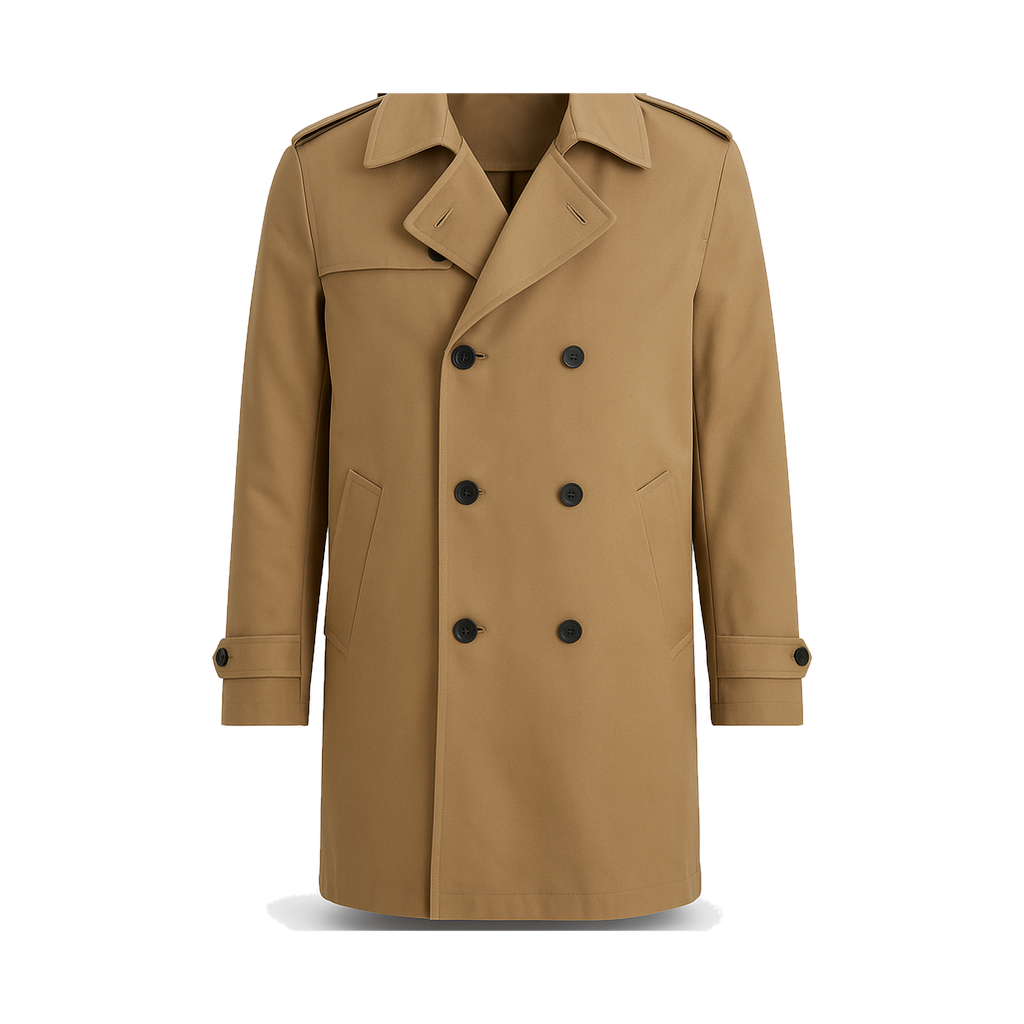 tan trench coat