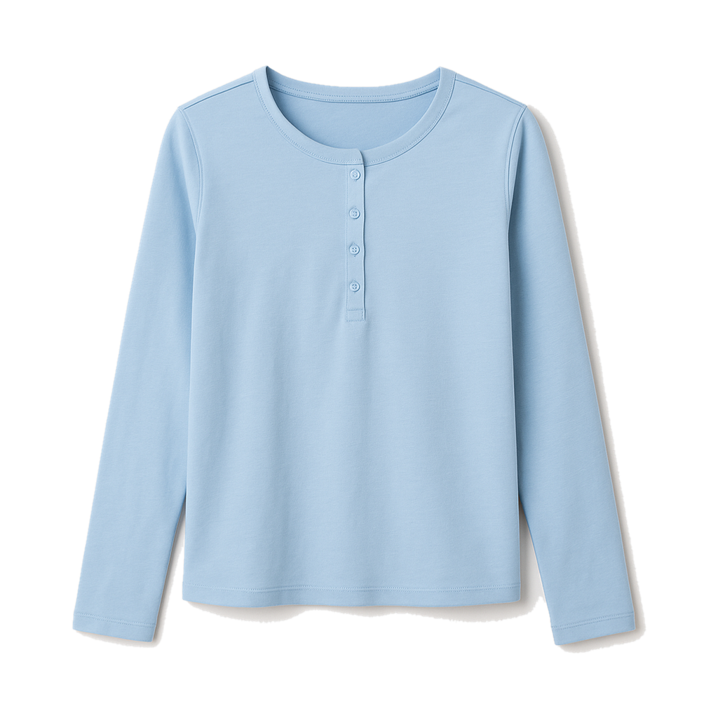 light blue long-sleeve top